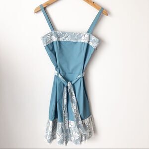 Love Moschino lace detail dress belted blue